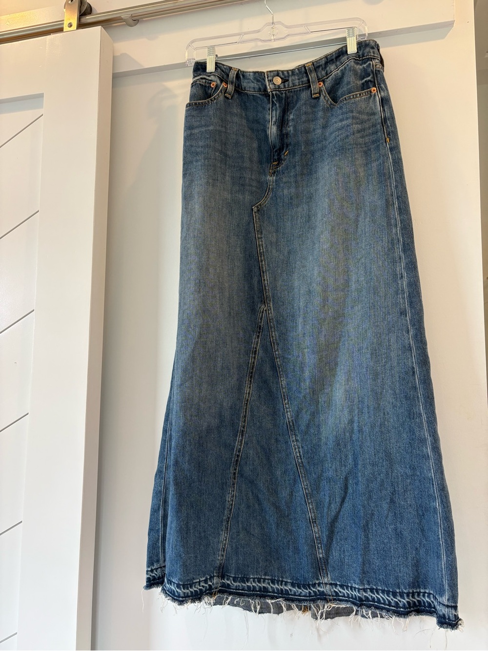 Lucky Brand Denim Maxi Skirt in Medium Blue